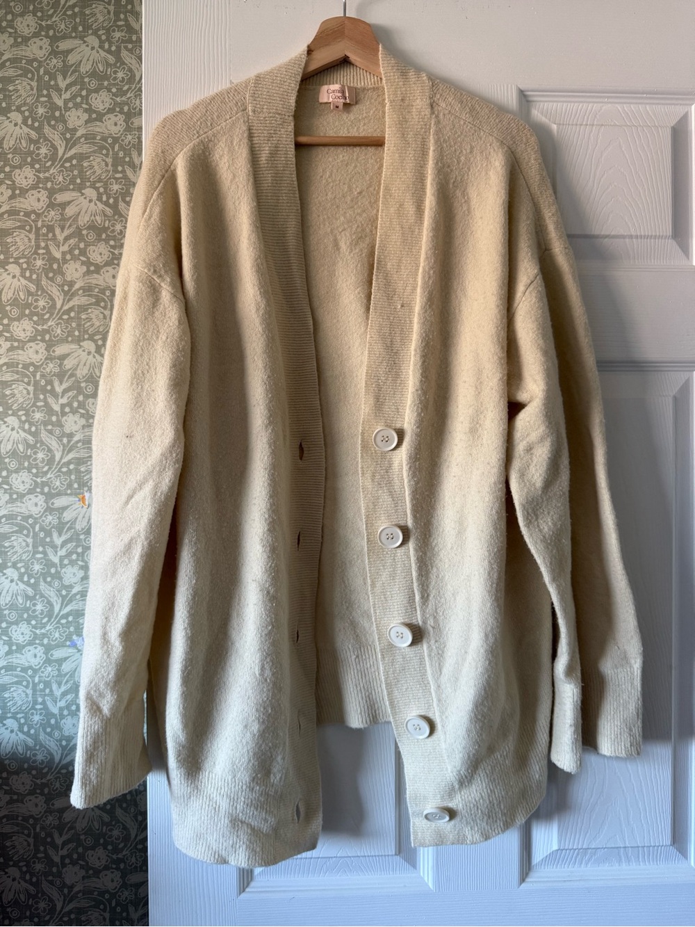 Camila Coelho Cream Button-Front Cardigan